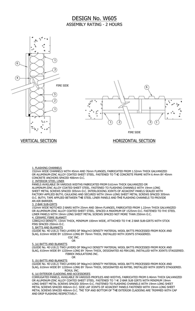 ULC Design W605 Insulated Steel Wall Assembly CAD block preview