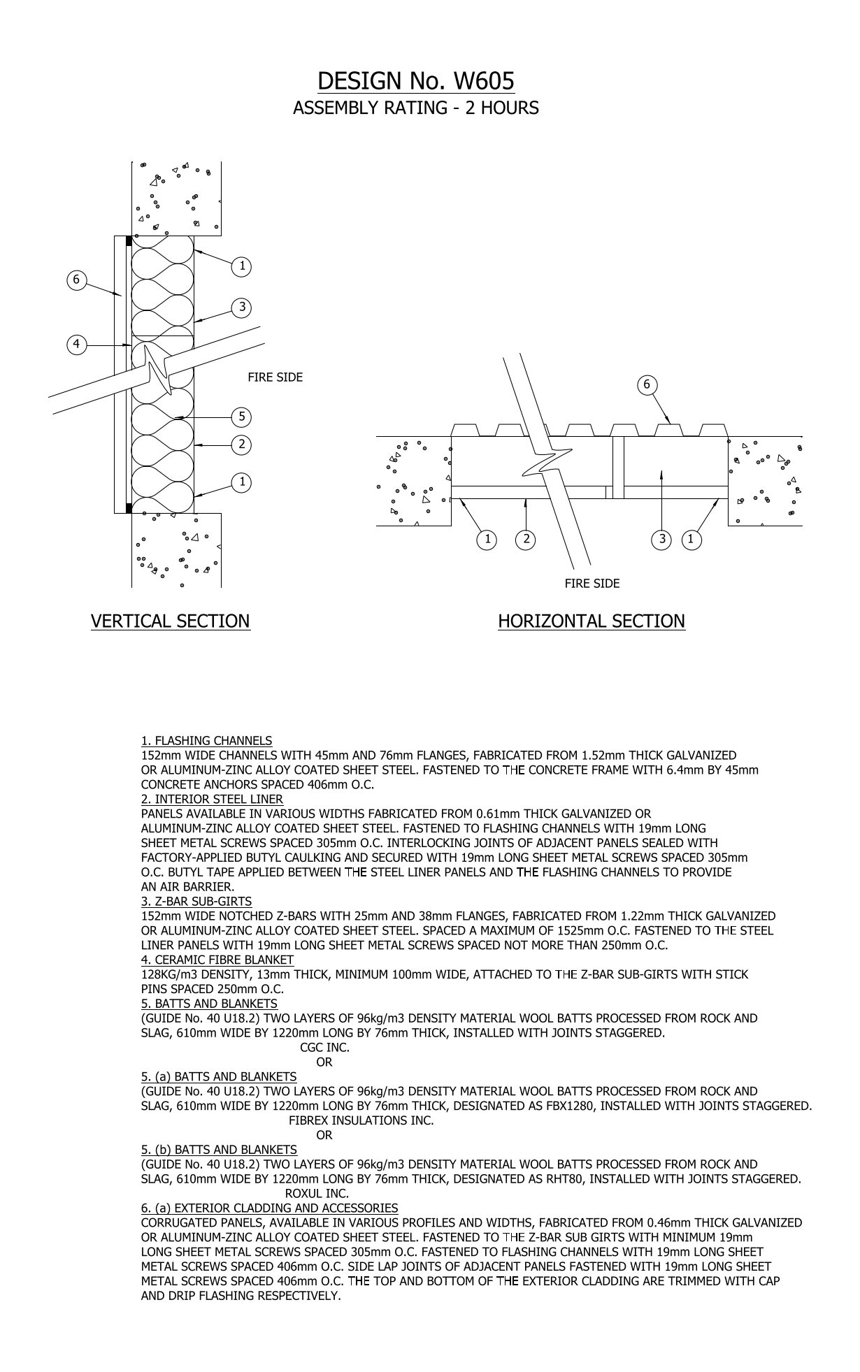 ULC Design W605 Insulated Steel Wall Assembly – free CAD block preview