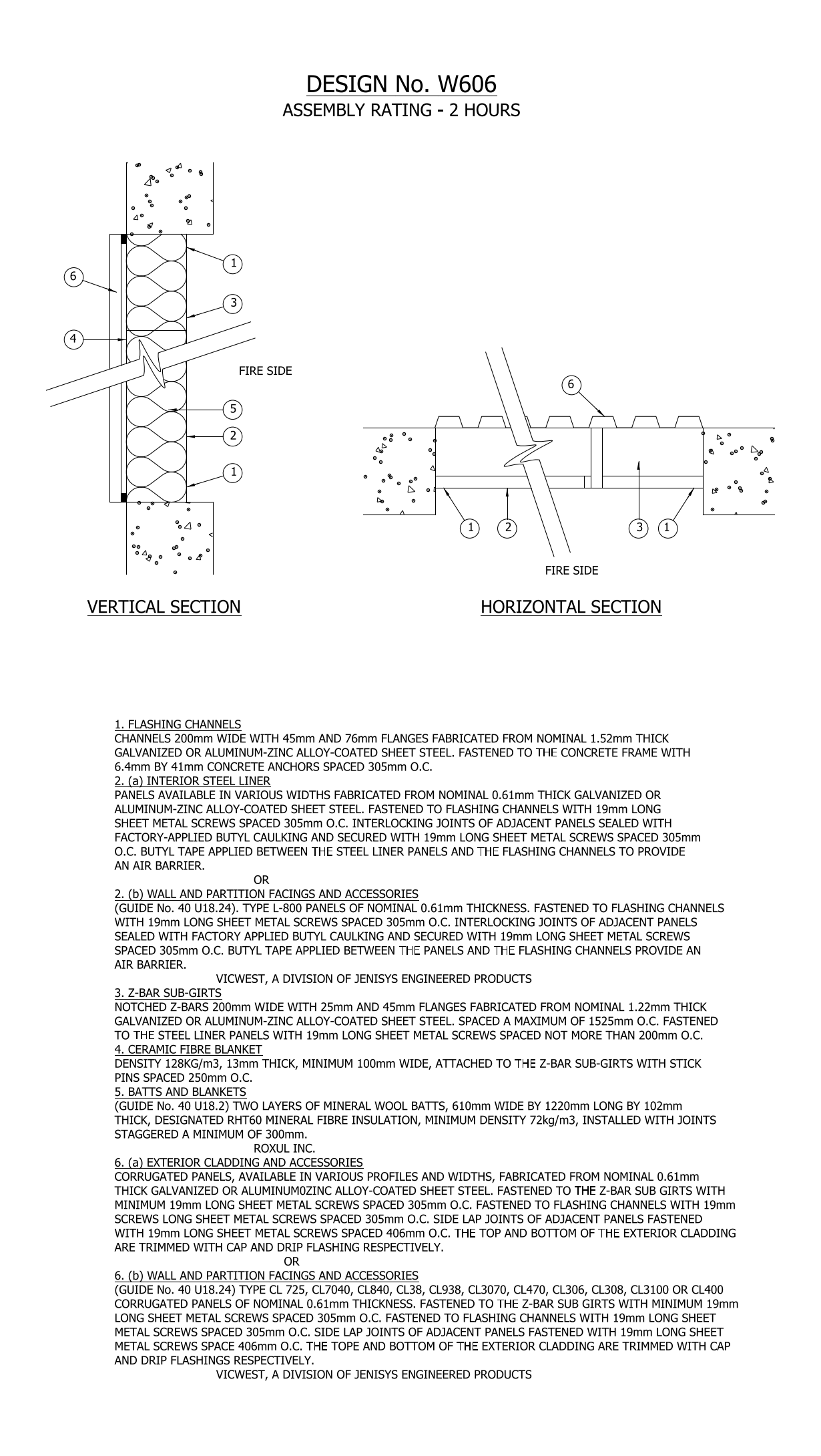 ULC Design W606 Insulated Steel Wall Assembly – free CAD block preview