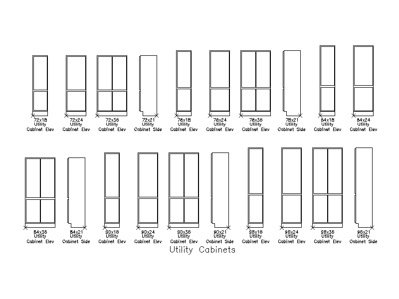 Utility Cabinets - Elevations – free CAD block preview