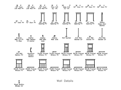 Wall, Door and Window Framing Details CAD block preview