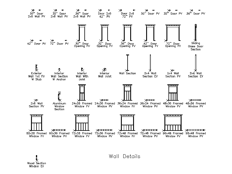 Wall, Door and Window Framing Details – free CAD block preview