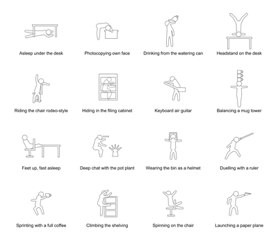 Weird Things to Do in an Office - Stick Figures CAD block preview