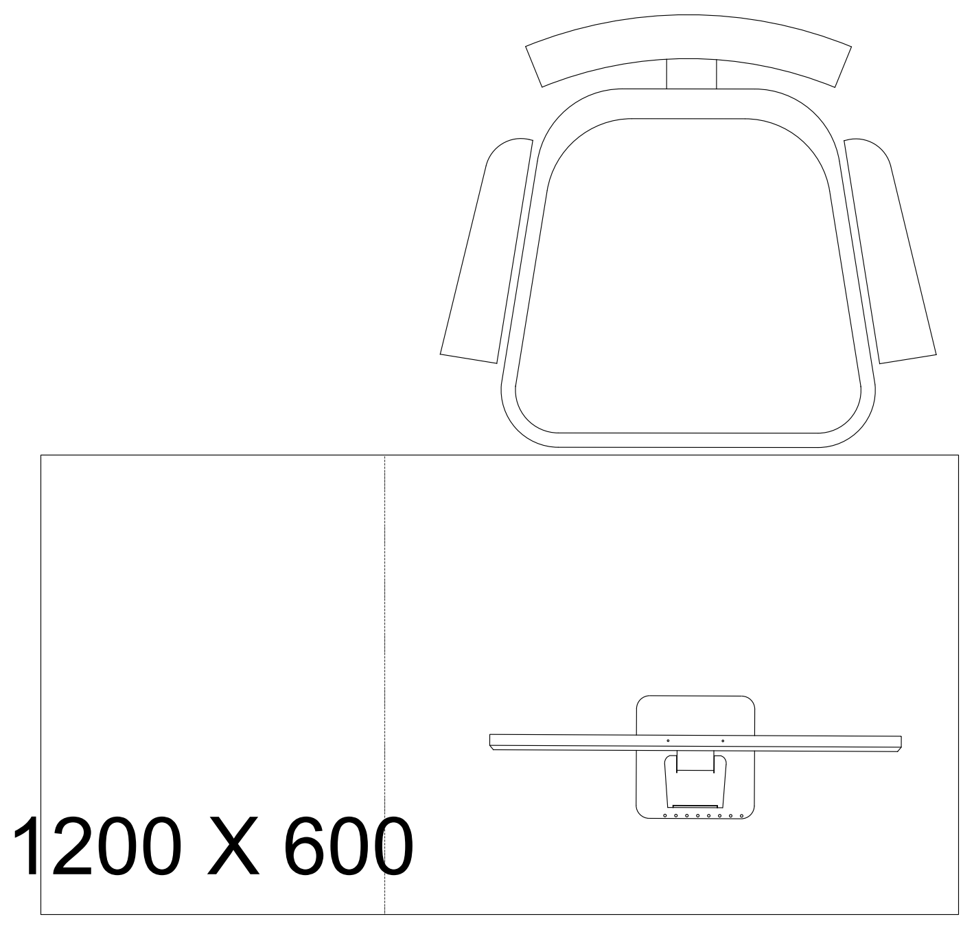 1200 x 600 Workstation - Plan View – free CAD block preview