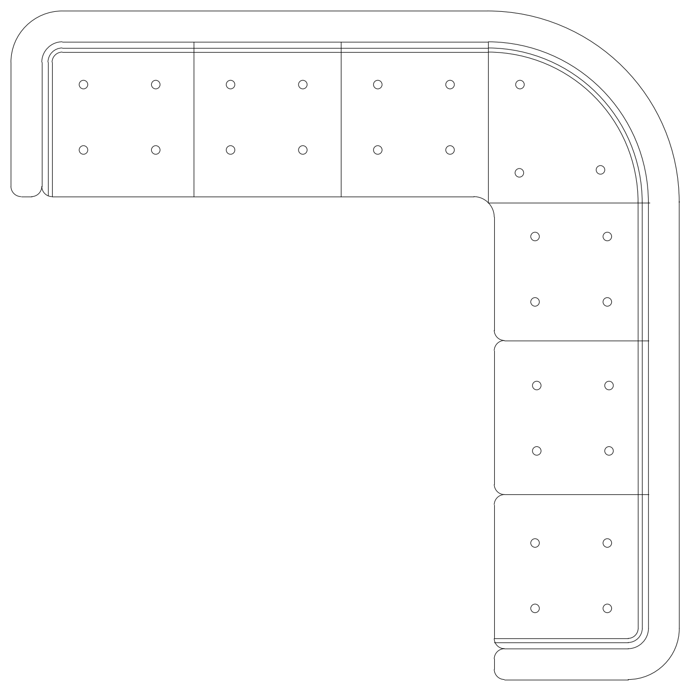 7 Seat Corner Sofa - Plan View – free CAD block preview