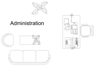 Administration Office Furniture - Plan View CAD block preview
