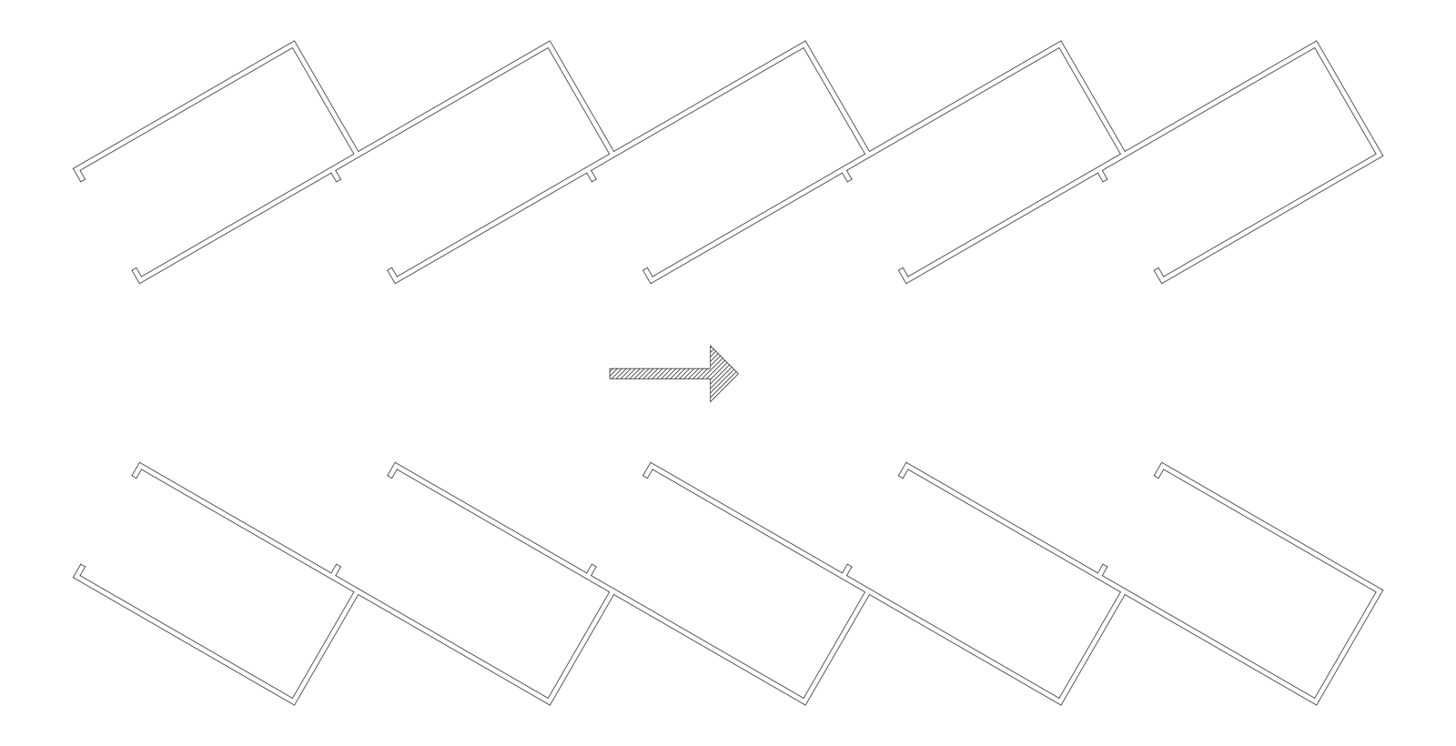 Angled Car Parking Spaces – free CAD block preview