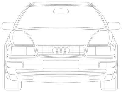 Audi Sedan - Front Elevation CAD block preview