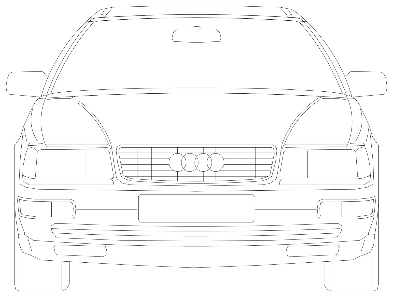 Audi Sedan - Front Elevation – free CAD block preview