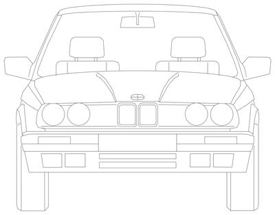 BMW Sedan - Front Elevation CAD block preview