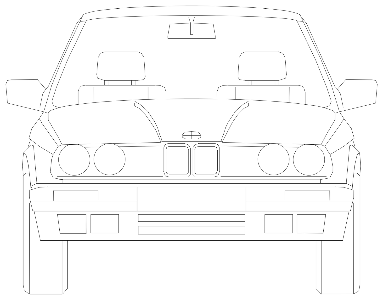 BMW Sedan - Front Elevation – free CAD block preview