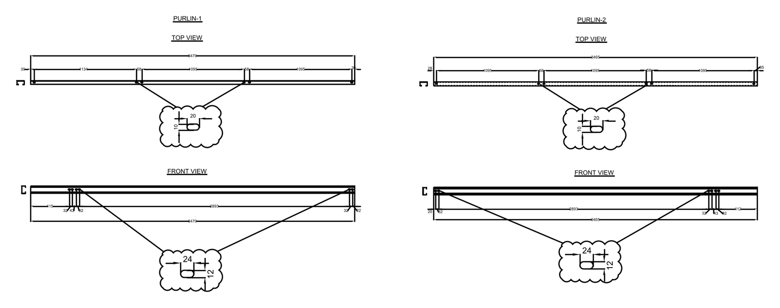 C Purlin Shop Details - Purlin 1 and 2 – free CAD block preview
