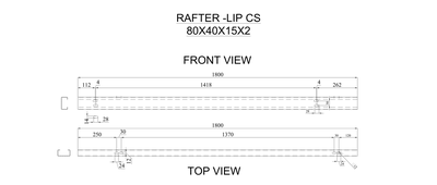 Cee Purlin Shop Details - Rafter 80x40x15x2 CAD block preview