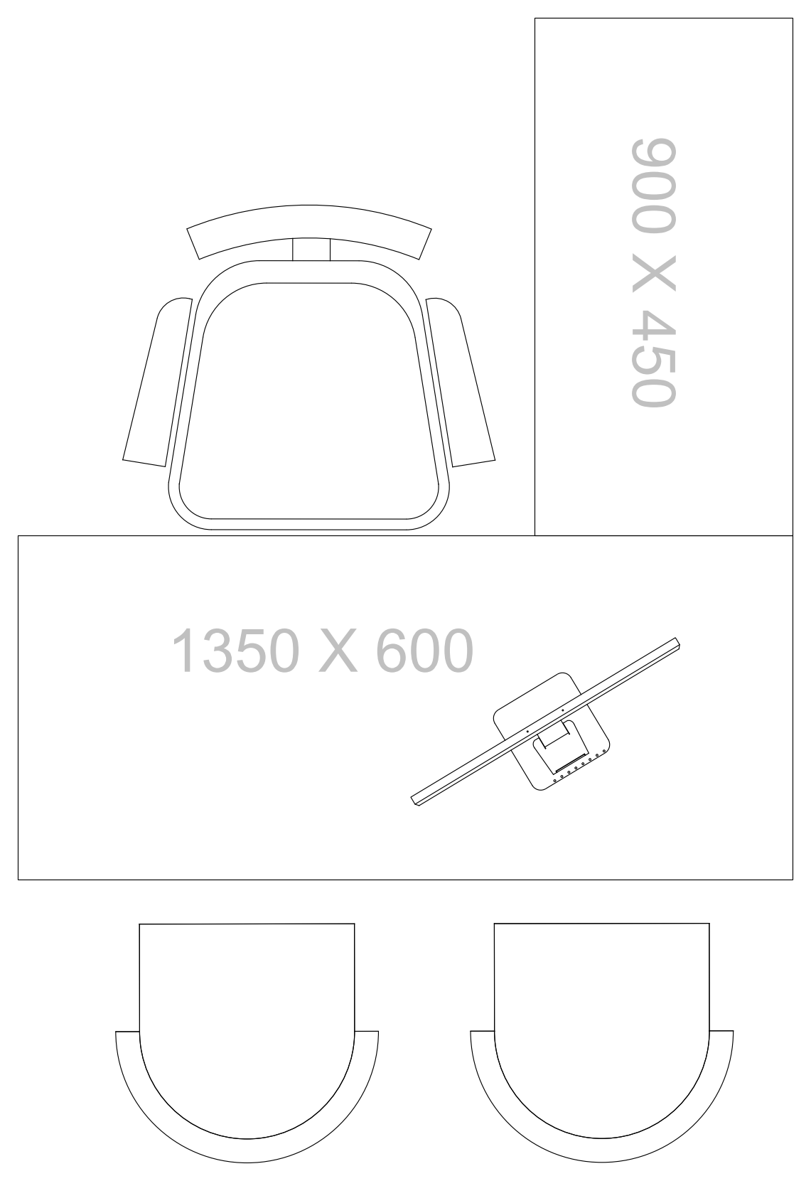 Consulting Room Desk and Chairs - Plan View – free CAD block preview