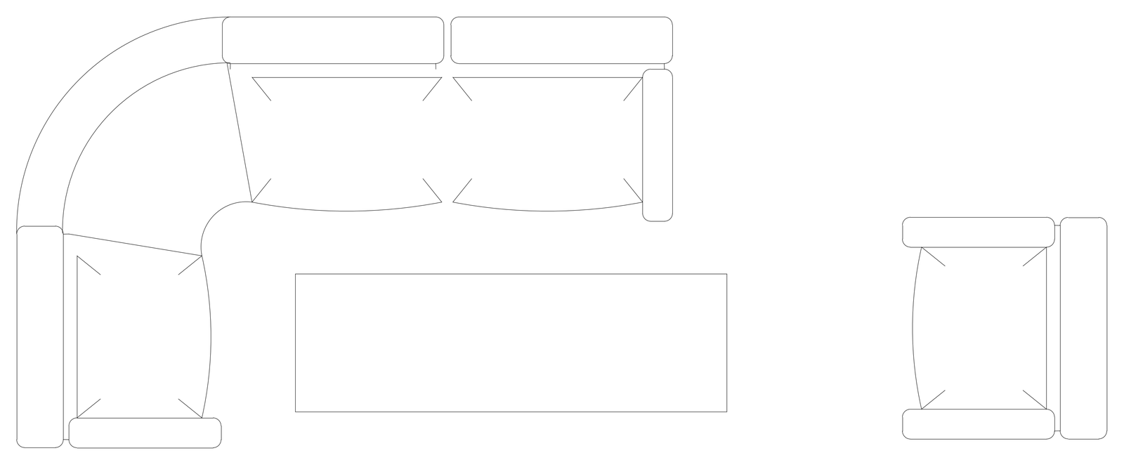 Corner Sofa Set with Armchair - Plan View – free CAD block preview