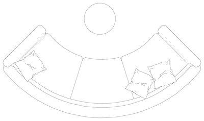 Curved 3 Seat Sofa - Plan View CAD block preview