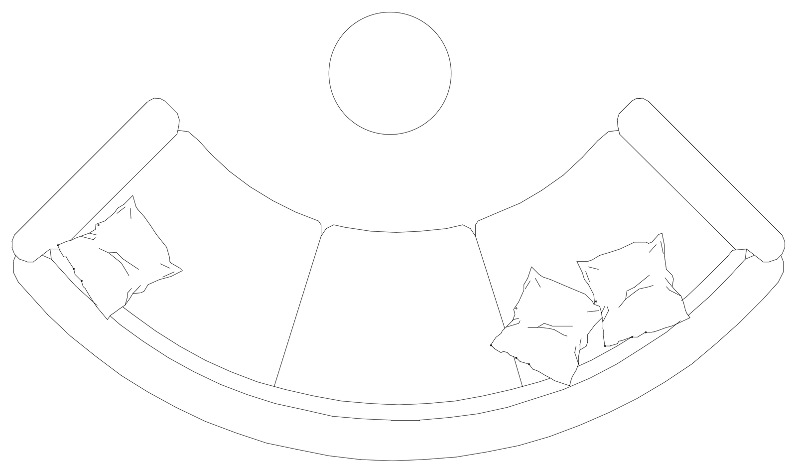Curved 3 Seat Sofa - Plan View – free CAD block preview