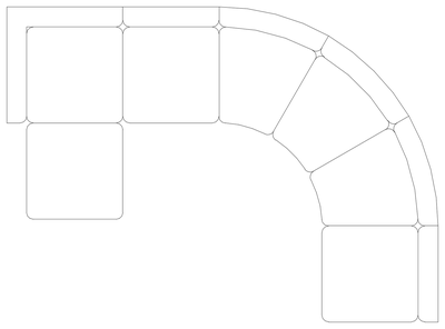 Curved 7 Seat Corner Sofa - Plan View CAD block preview