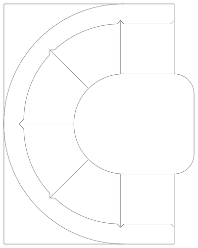 Curved Booth Seating with Table - Plan View CAD block preview