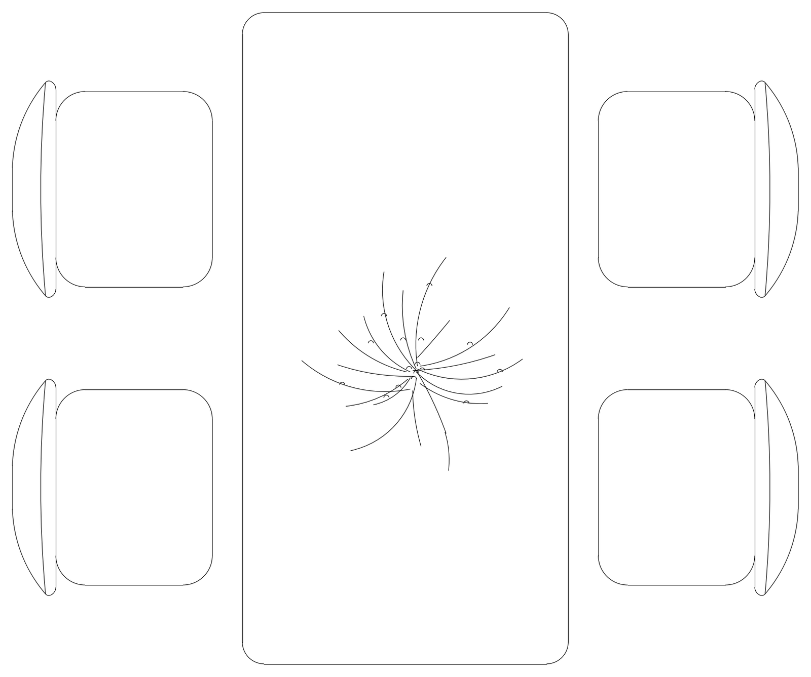 Dining Table for Four with Plant - Plan View – free CAD block preview