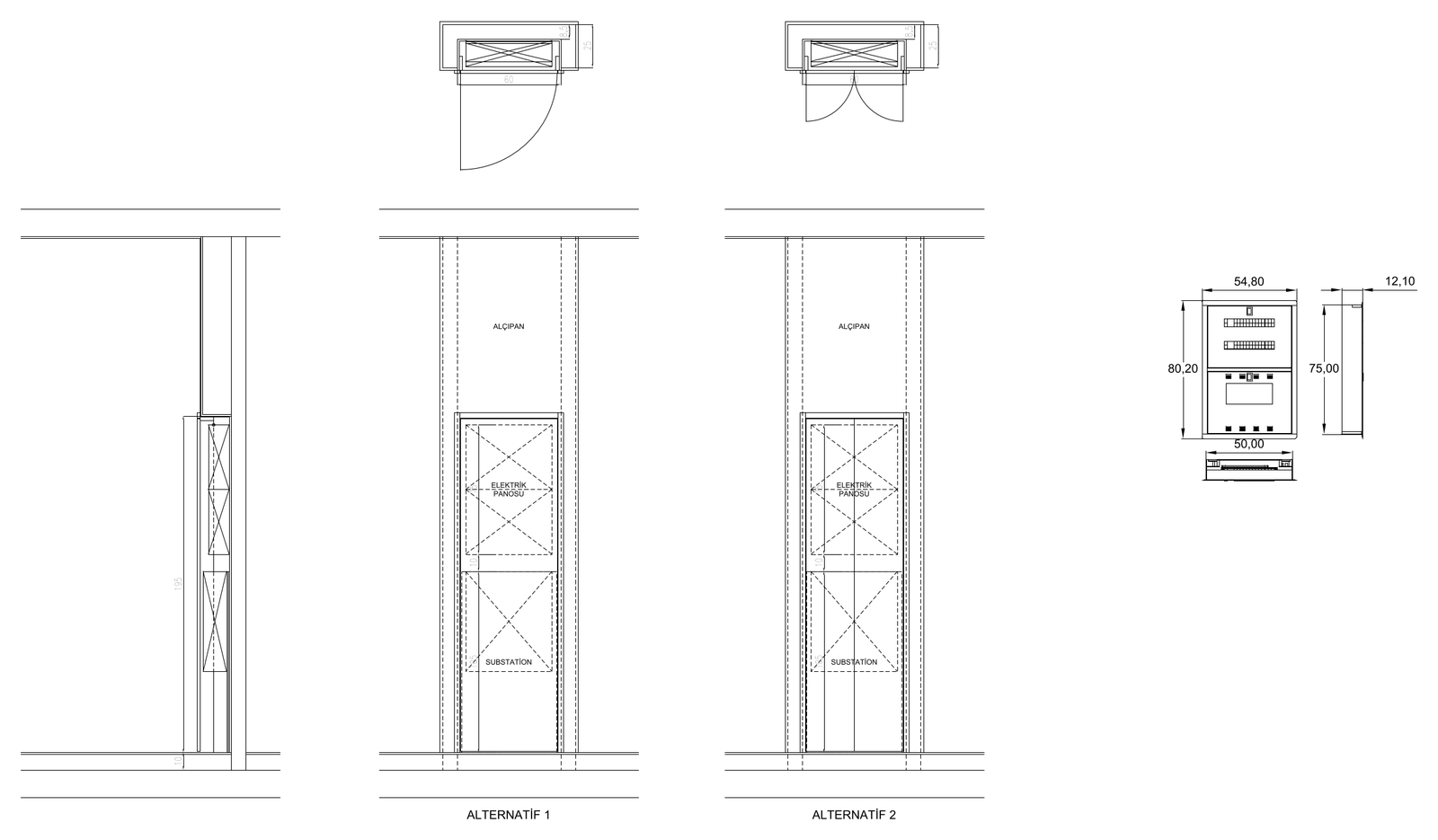 Electrical Panel Recessed in Plasterboard Wall - Detail – free CAD block preview