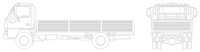 Flatbed Tray Truck - Side and Front Elevations CAD block preview