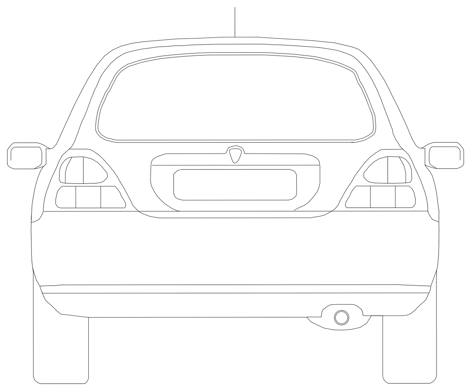 Hatchback - Rear Elevation – free CAD block preview