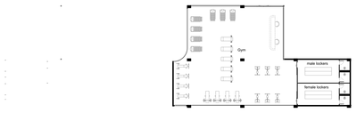 Hotel Gym and Locker Rooms - Floor Plan CAD block preview