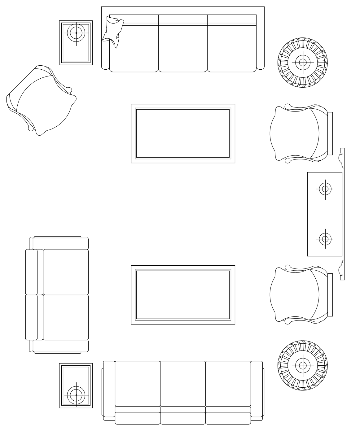Hotel Lobby Seating and Sideboard - Plan View – free CAD block preview