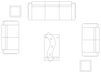 Hotel Lobby Sofa Set - Plan View CAD block preview
