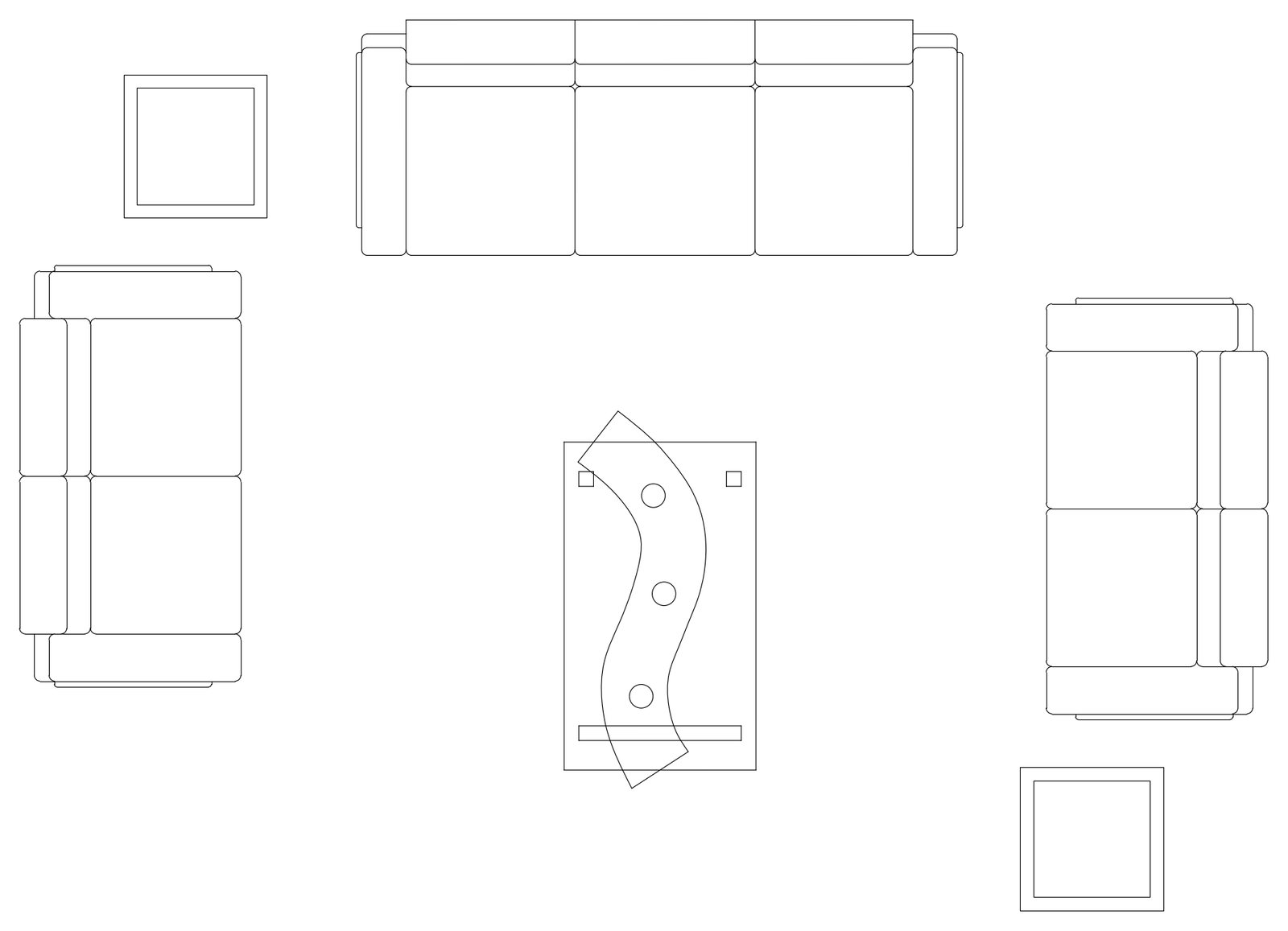 Hotel Lobby Sofa Set - Plan View – free CAD block preview
