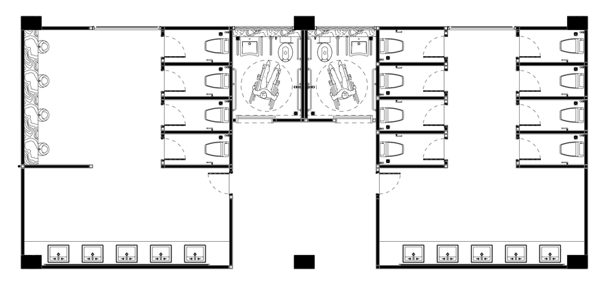 Hotel Restrooms - Floor Plan – free CAD block preview