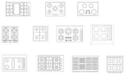 Kitchen Cooktops CAD block preview