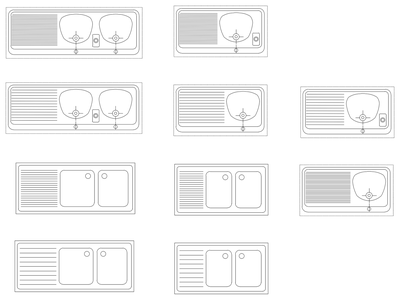 Kitchen Sinks CAD block preview