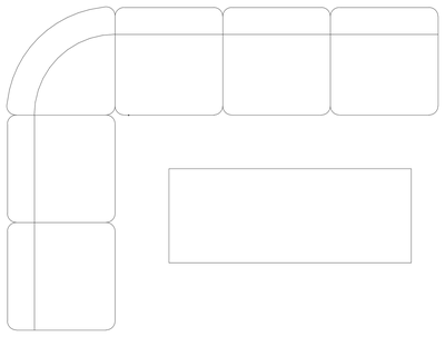 L-Shaped Modular Sofa and Coffee Table - Plan View CAD block preview