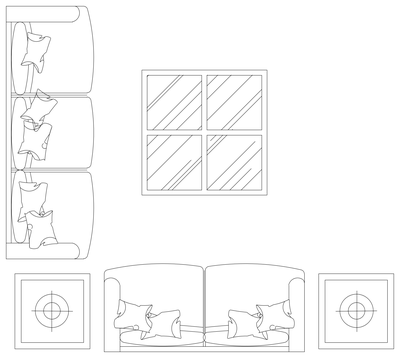 Living Room Couches - Plan View CAD block preview