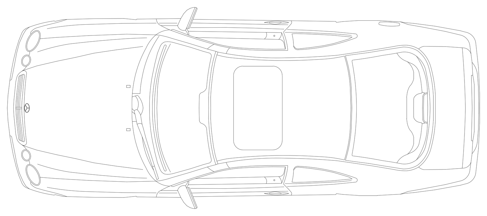 Mercedes-Benz Sedan - Plan View – free CAD block preview