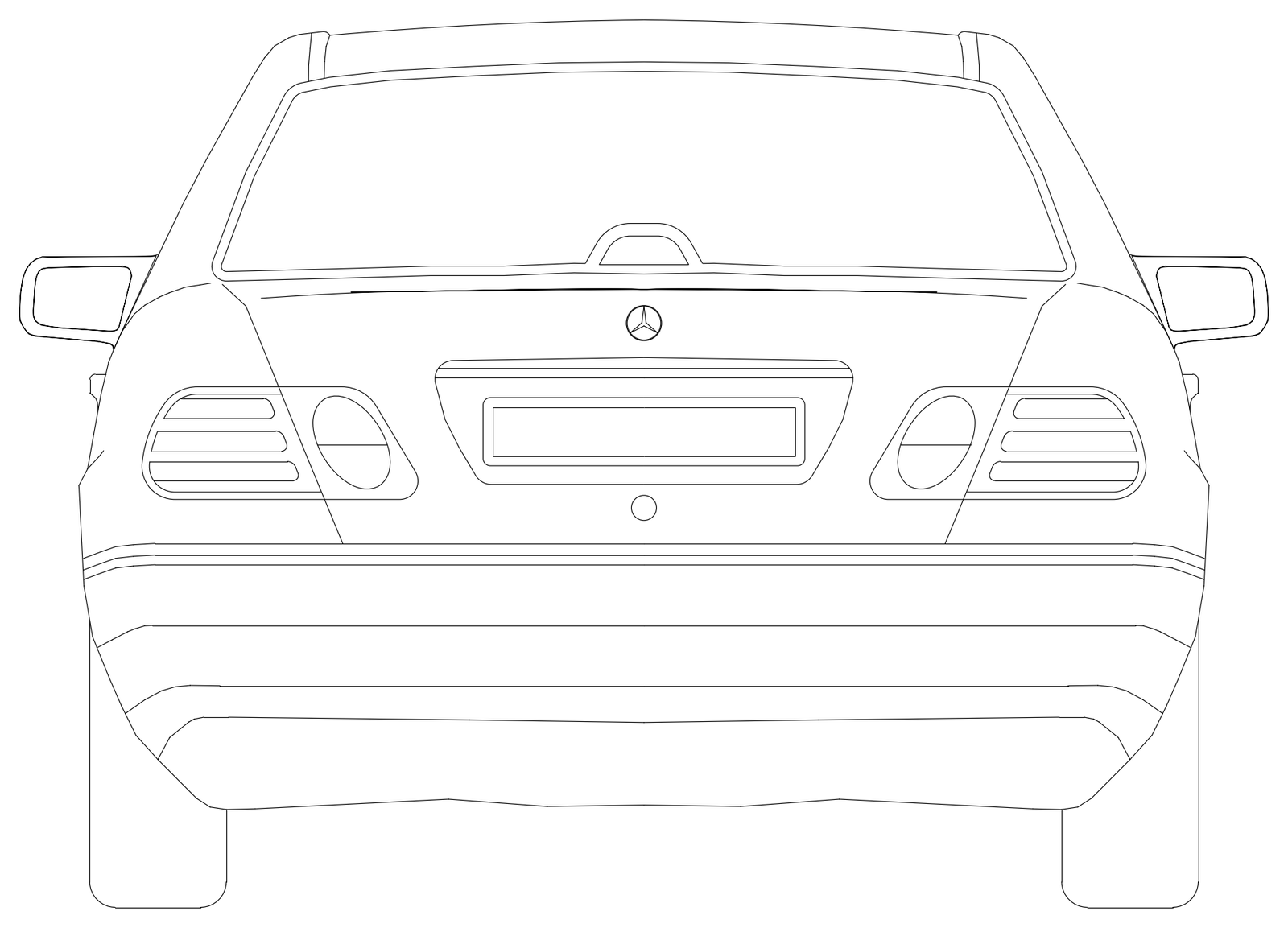 Mercedes-Benz Sedan - Rear Elevation – free CAD block preview