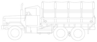 Military Cargo Truck - Side Elevation CAD block preview