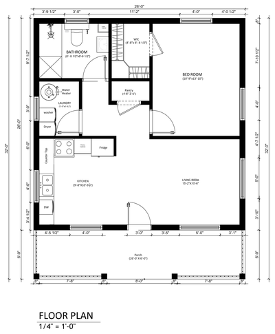 One Bedroom Floor Plan CAD block preview