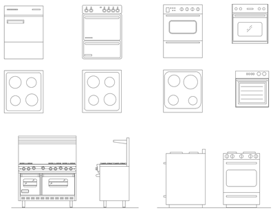 Ovens and Stoves CAD block preview