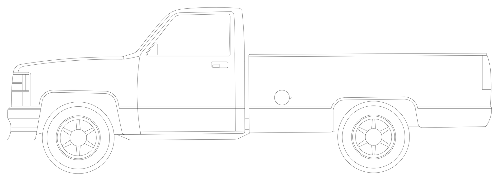 Pickup Truck - Side Elevation – free CAD block preview