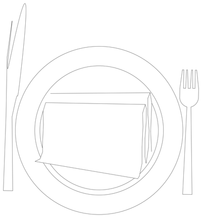 Place Setting - Plate, Knife and Fork CAD block preview
