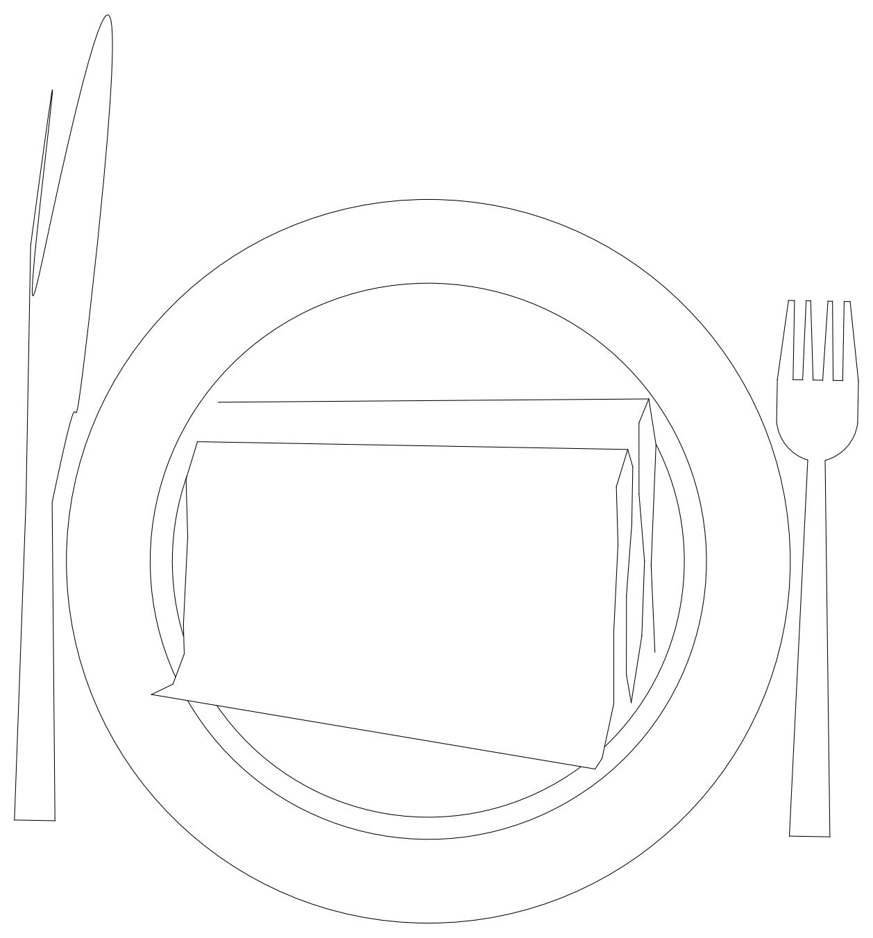 Place Setting - Plate, Knife and Fork – free CAD block preview