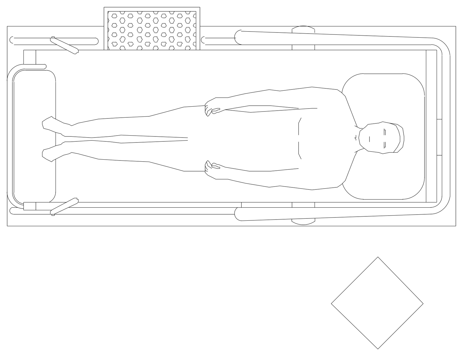 Post-Operative Recovery Bed - Plan View – free CAD block preview