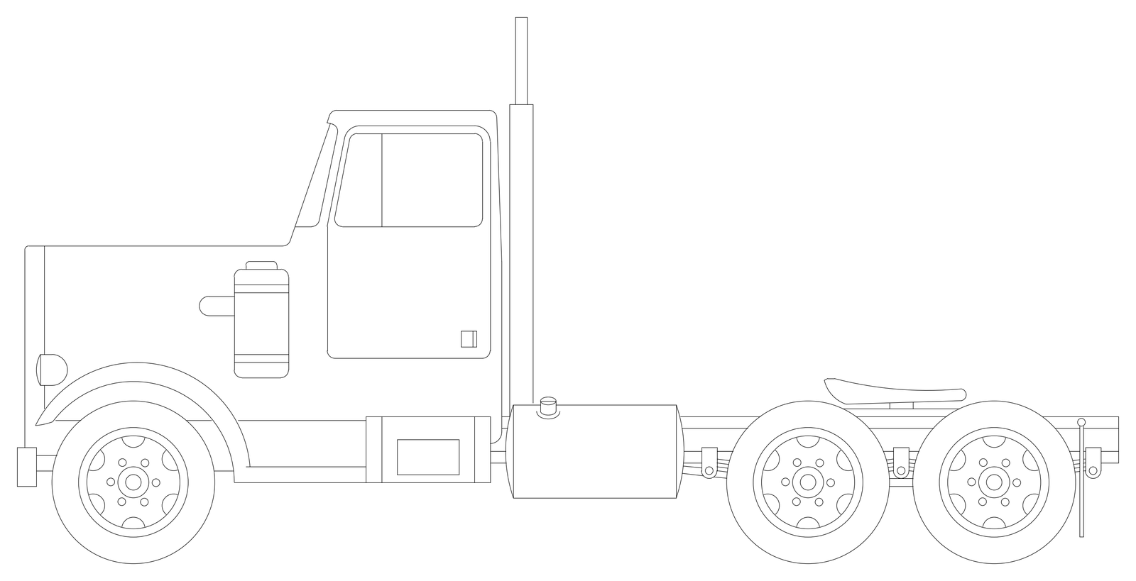 Prime Mover Truck Cab - Side Elevation – free CAD block preview