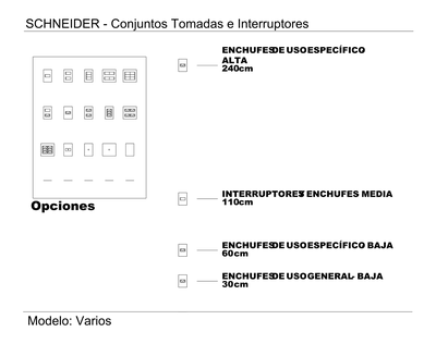 Schneider Sockets and Switches Symbols CAD block preview