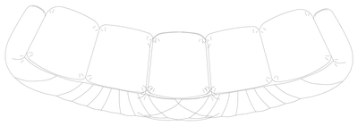 Slightly Curved Sofa with Rug - Plan View CAD block preview