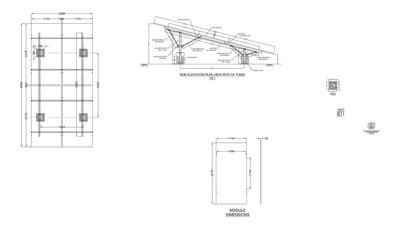 Solar Panel Ground Mount End and Plan View Braced V2 CAD block preview