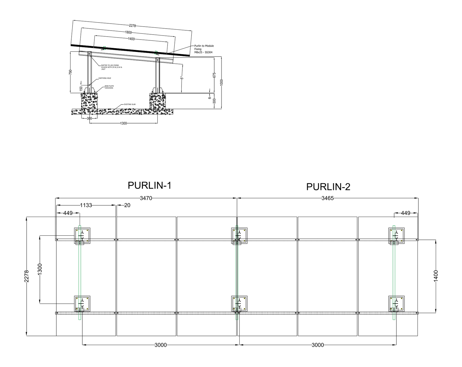 Solar Panel Support Columns – free CAD block preview